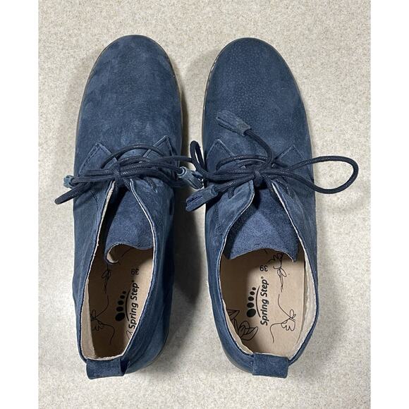 SPRING STEP Suede Leather Ankle Booties Women's Size EU 39/US 8.5 'Morgana' Navy - Picture 4 of 10